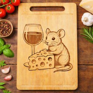 Custom Laser Engraved Bamboo Cutting Board - 12 X 7.75 Inch - Mouse Images